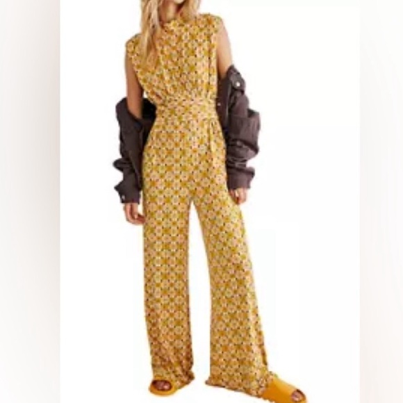 Free People Pants - Free people ladies sunflower combo jumpsuit size large